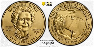 2020-W $10 Barbara Bush First Strike MS70