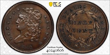 1835 1/2C Cohen 1 AU58BN