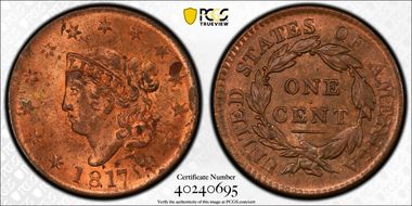 1817 1C Newcomb 14 MS63RB