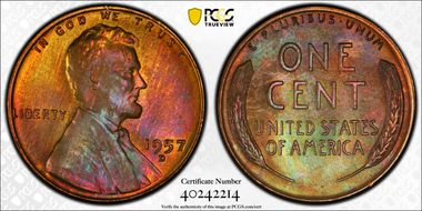 1957-D 1C MS66RB