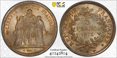 1873-K 5 Fr Gad-745a F-334 MS66