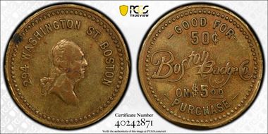 No Date Medal Baker-815 Brass Boston Badge Co. AU50