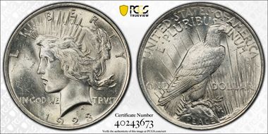 1923 $1 VAM 1G, Tiara Die Gouge MS63