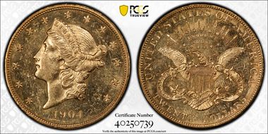 1904 $20 MS61PL