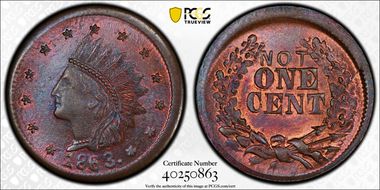 1863 CWT F-63/366a, Not One Cent MS66BN