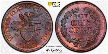 1863 CWT F-196/355a, Not One Cent MS65BN