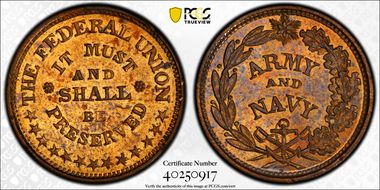 (1861-65) Token F-219/323b Brass The Federal Union MS64