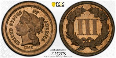 1868 3C J-615a PR65