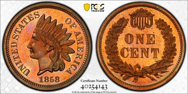 1858 1C J-212, Broad Bust PR66CAM