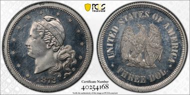1872 $3 J-1237 PR65CAM