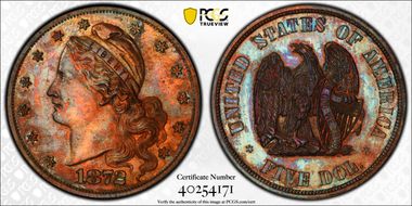 1872 $5 J-1241 PR63BN