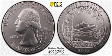 2013-P 25C White Mountain NP 5 oz Silver SP68
