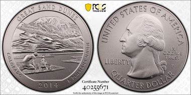 2014-P 25C Great Sand Dunes NP 5 oz Silver SP68