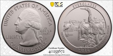 2014-P 25C Everglades NP 5 oz Silver SP70