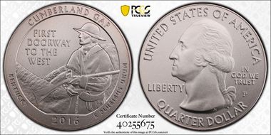 2016-P 25C Cumberland Gap NP 5 oz Silver SP68