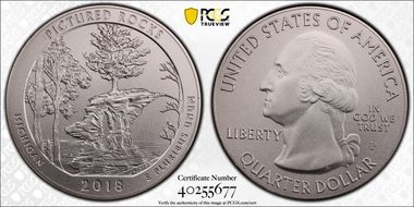 2018-P 25C Pictured Rocks NP 5 oz Silver SP69