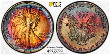 1987 $1 Silver Eagle MS68