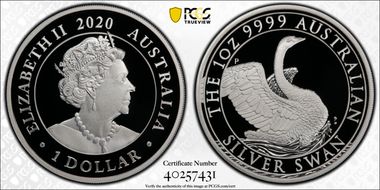 2020-P $1 Silver Swan PR70DCAM