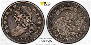 1819 25C Large 9 Brunk T-95 J.M. Taylor F15
