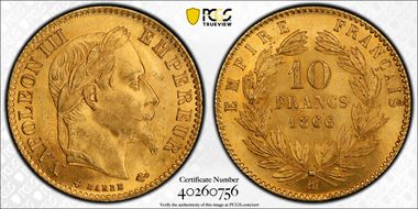 1866-BB 10 Fr Gad-1015 Grand BB F-507A MS64