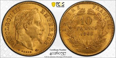 1866-BB 10 Fr Gad-1015 Grand BB F-507A MS64+