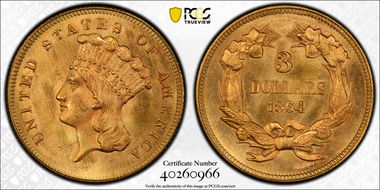 1864 $3 MS66