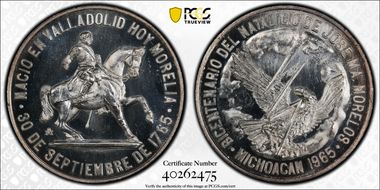 1965-Mo Medal Grove-P-326a Jose Morelos Ag MS66