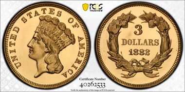1882 $3 PR67CAM