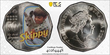 2020 50C Skippy-The Bush Kangaroo Colorized MS69