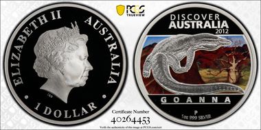 2012-P $1 Goanna PR69DCAM