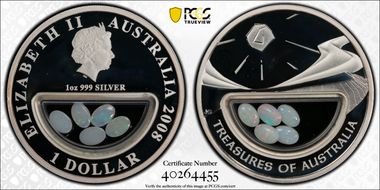 2008 $1 Opals Treasures of Australia PR69DCAM