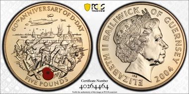 2004 £5 D-Day 60th Anniversary British Troops Storming Ashore MS67