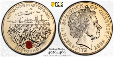 2004 £5 D-Day 60th Anniversary British Troops Storming Ashore MS69