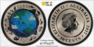 2017 10C Planetary Coins Earth Colorized MS70