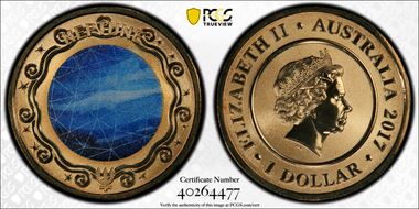 2017 $1 Planetary Coins Neptune Colorized MS69