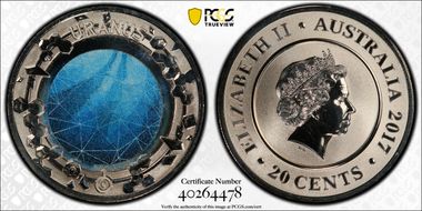 2017 20C Planetary Coins Uranus Colorized MS70