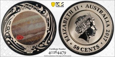 2017 50C Planetary Coins Jupiter Colorized MS68