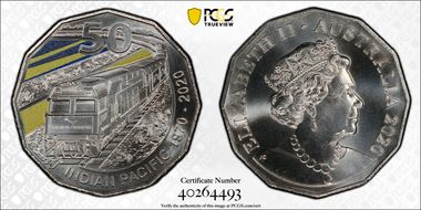 2020 50C Indian Pacific Train Colorized MS69