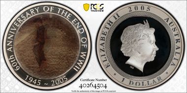 2005 $1 End of WWII - Dancing Man Lenticular Design PR69DCAM