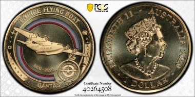 2020 $1 Qantas Centenary Empire Flying Boat MS68