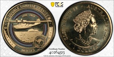 2020 $1 Qantas Centenary Double Sunrise Service MS67