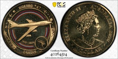 2020 $1 Qantas Centenary Boeing 747 MS67