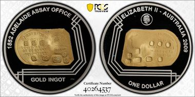 2009 $1 Adelaide Ingot PR70DCAM