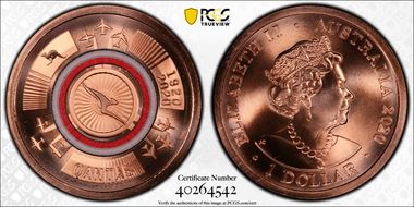 2020 $1 Qantas Centenary 1920-2020 MS69RD