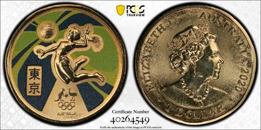 2020 $1 Australian Olympic Team Beach Volleyball Colorized MS67