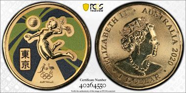 2020 $1 Australian Olympic Team Beach Volleyball Colorized MS68