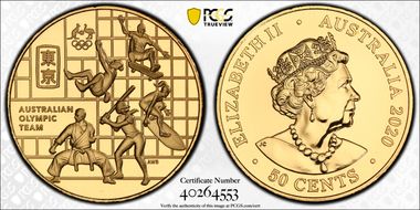2020 50C Australian Olympic Team Gilt-CuNi MS69