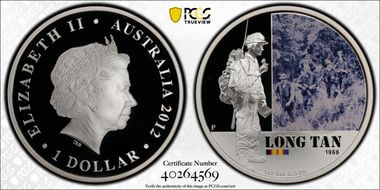 2012-P $1 Long Tan Colorized PR70DCAM