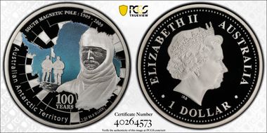 2009-P $1 South Magnetic Pole Antarctic Territory PR70DCAM