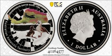2006-P $1 Edgeworth David Base Antarctic Territory Colorized PR70DCAM